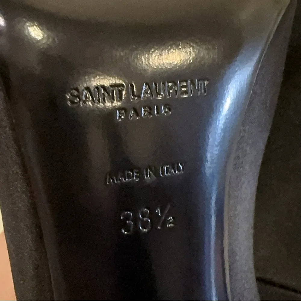 Authentic Saint Laurent Black Frankly 115 Satin Peep Pump Sandals Size 38.5 NIB - Image 11