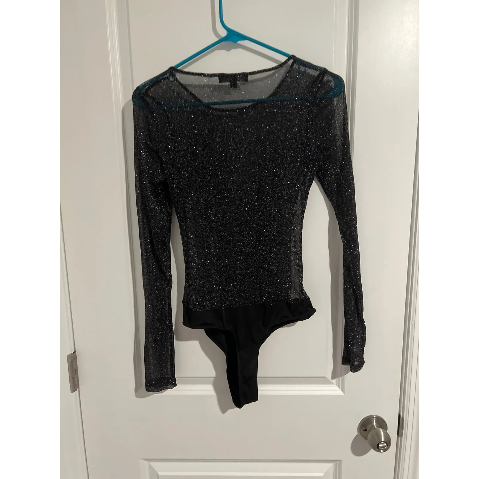 Lulus Sexy Mesh Bodysuit – Size Medium – Black Shiny - Image 5