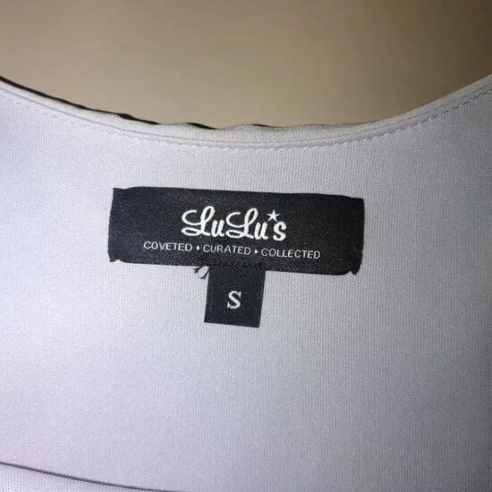 LuLu Small Gray Long Cuff Sleeve Wide Fit Dress Classic Simple Solid Size L - Image 3