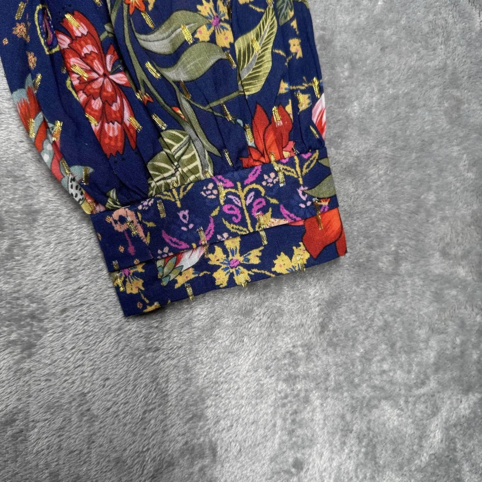 Amanda Uprichard Shirt Womens Small Navy Red‎ Floral Flower Blouse Bloomcore - Image 6