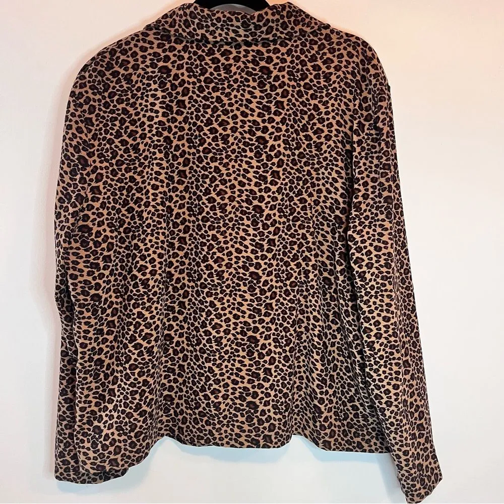 Briggs Vintage Leopard Animal Print Button Down Top Brown Size XL - Image 5