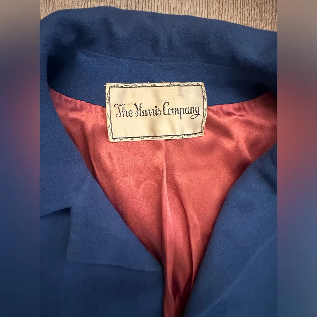 Vintage Women’s Union ILGWU Blue Wool Trench Coat Medium Large Harris Co Size undefined - Image 3