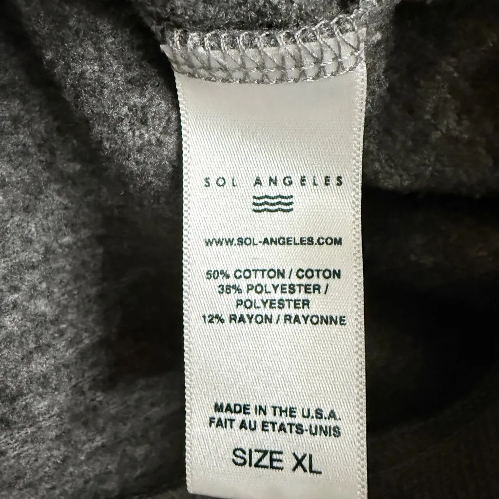 Sol Angeles Gray Good Vibes Sweatshirt TikTok Streetwear Wide Neck Relaxed XL - Image 3