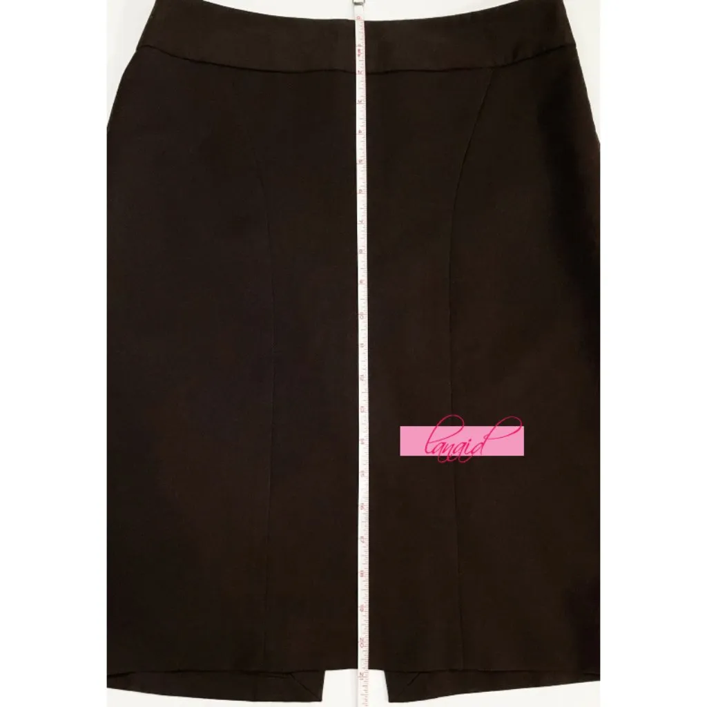 Limited Dark Chocolate Brown Seamed Back Slit Knee Pencil Lined Skirt Career 2 - Image 6