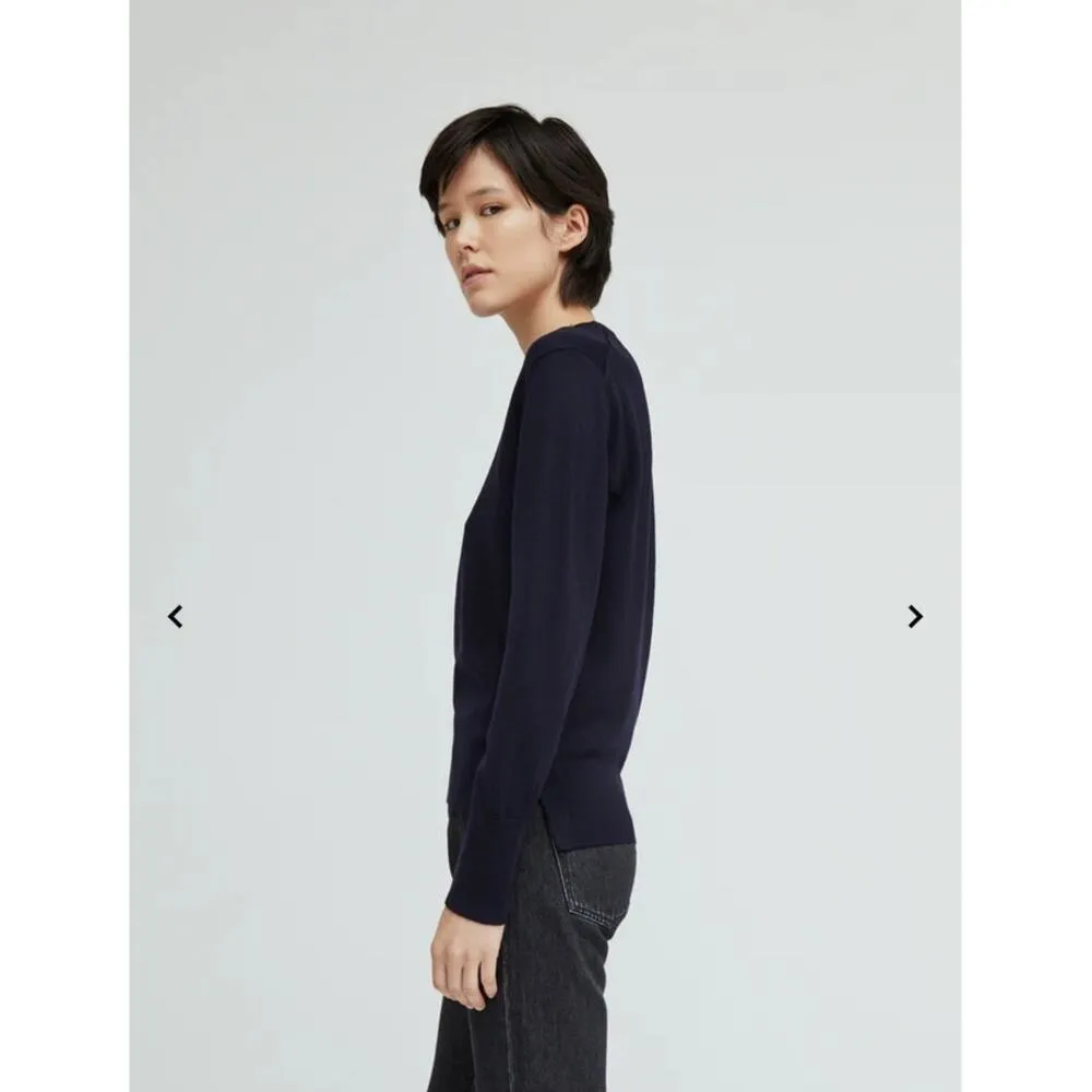 Officine Generale Daily Classics Nina Crewneck Sweater Italian Merino Wool Small Blue - Image 2