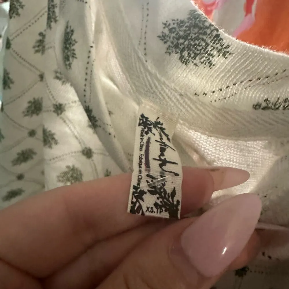 Free People Organic Cotton Cropped Printed Lounge Top Size XS - Image 2