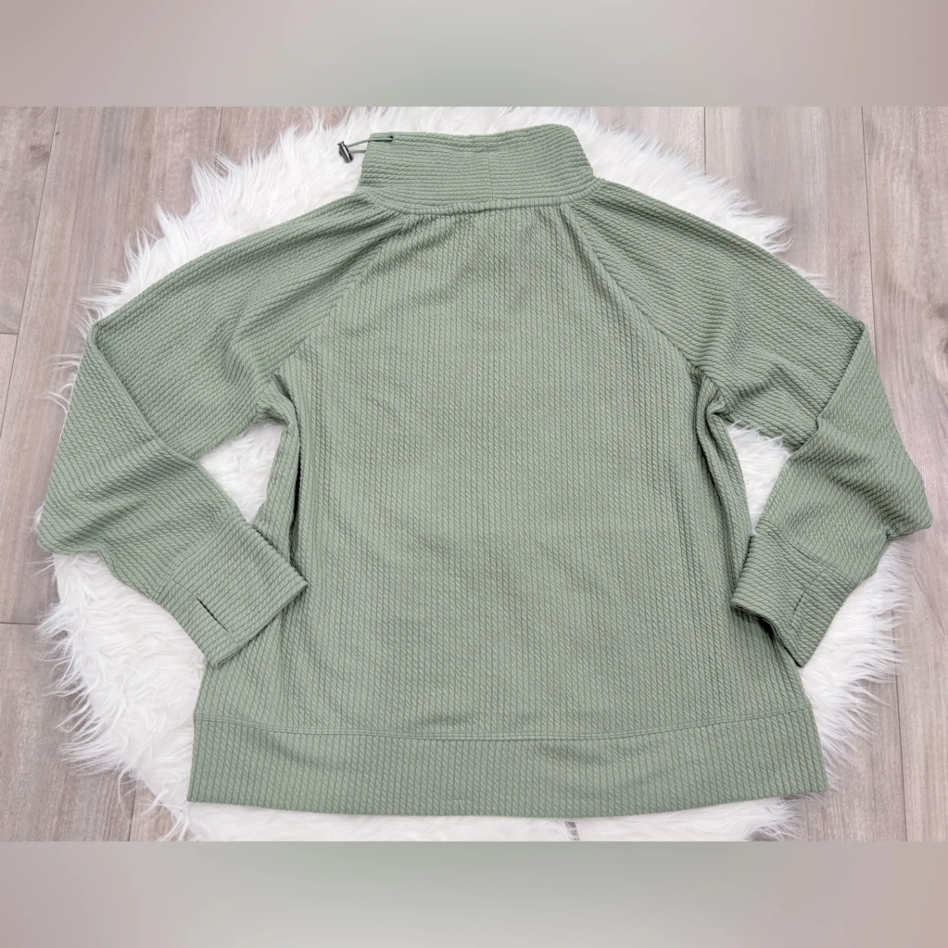 Nine West Sage Green Waffle Knit Hoodie Size XL - Image 2