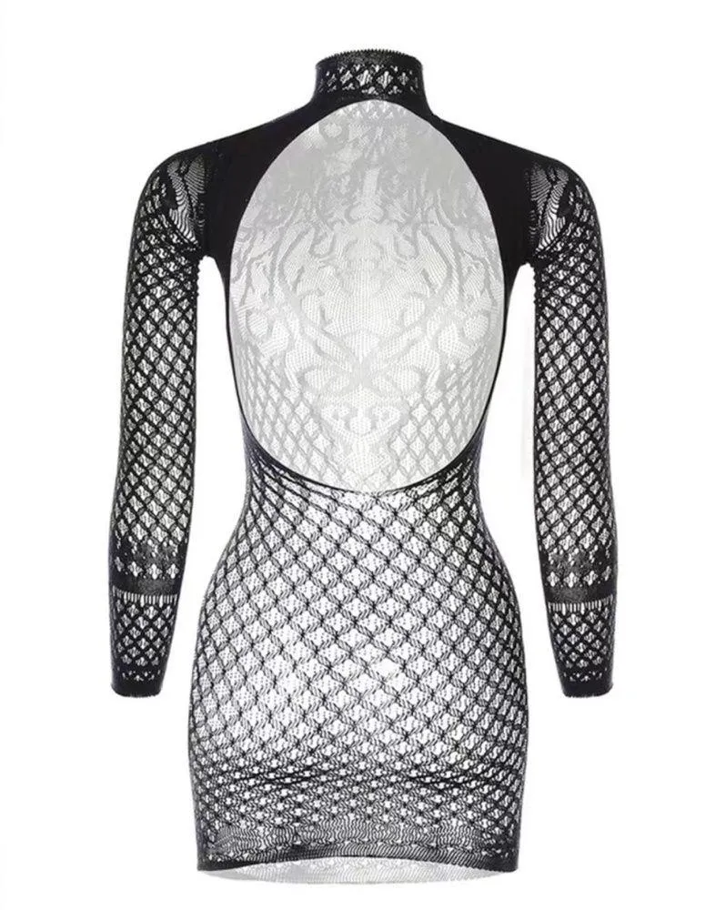 Black Hollow Out High Round Neck High - Image 13