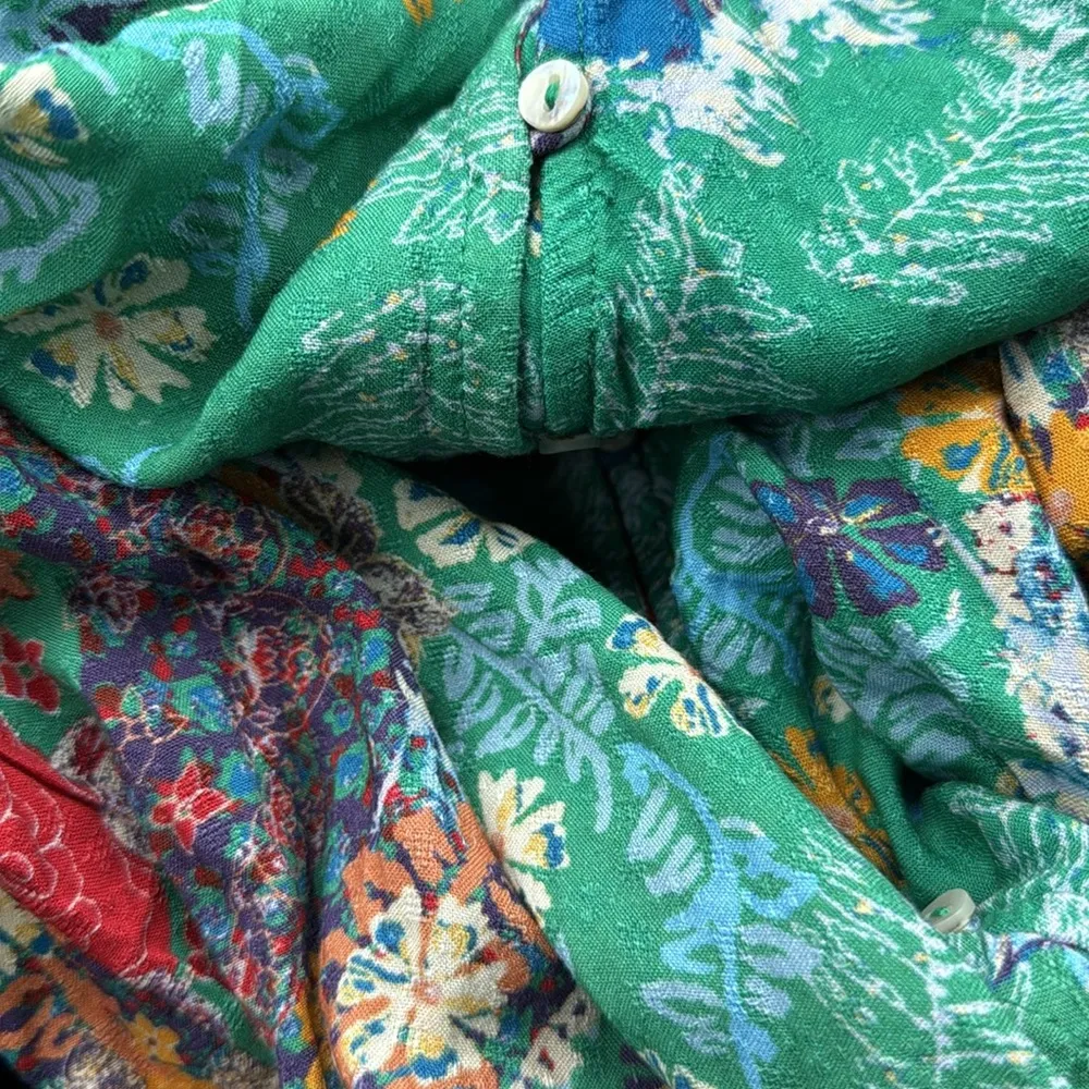 Free People Marais Printed Midi maxi high low button Dress fall long sleeve XS - Image 4