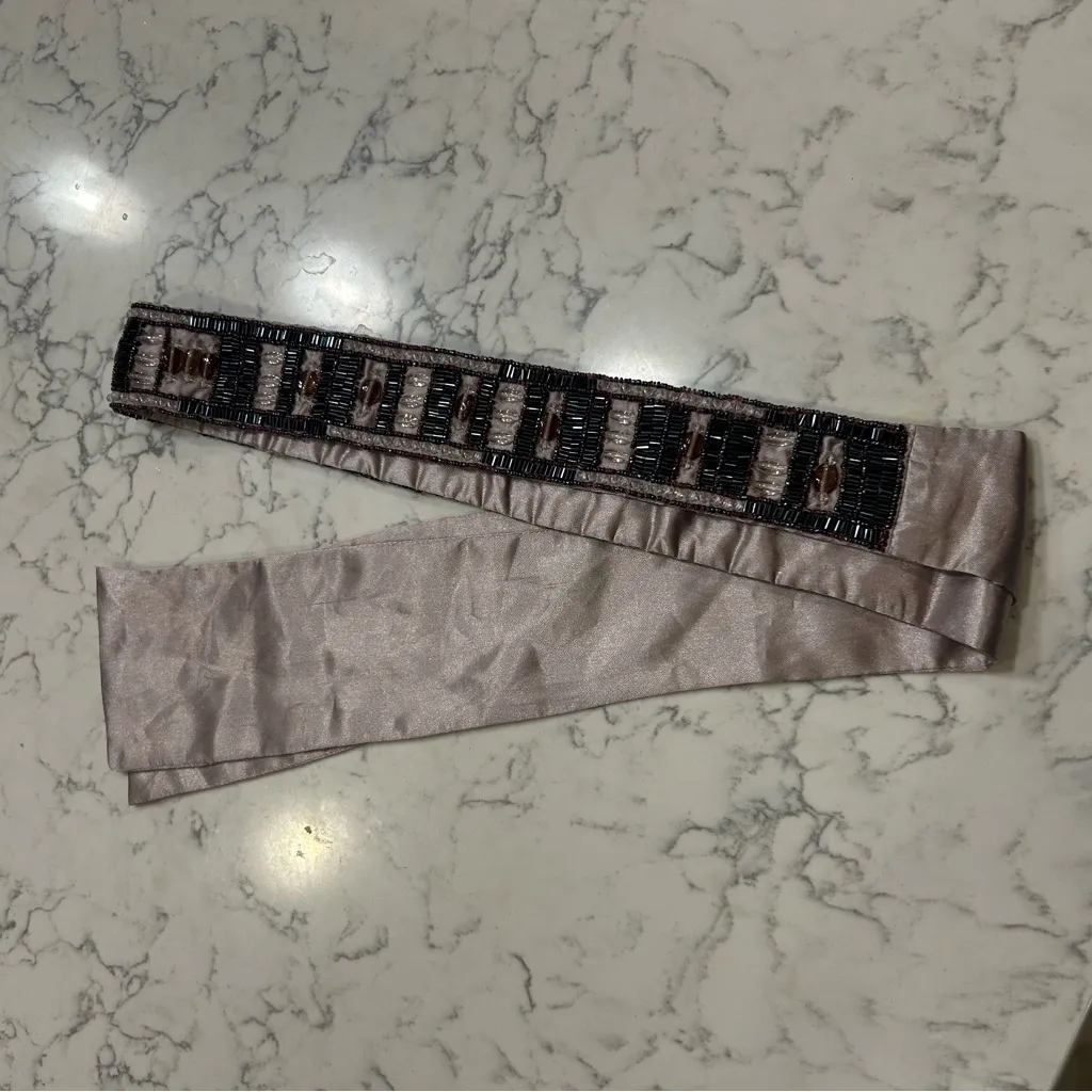 Ibisco Boho Beaded Satin Belt Size Small Purple - Image 2