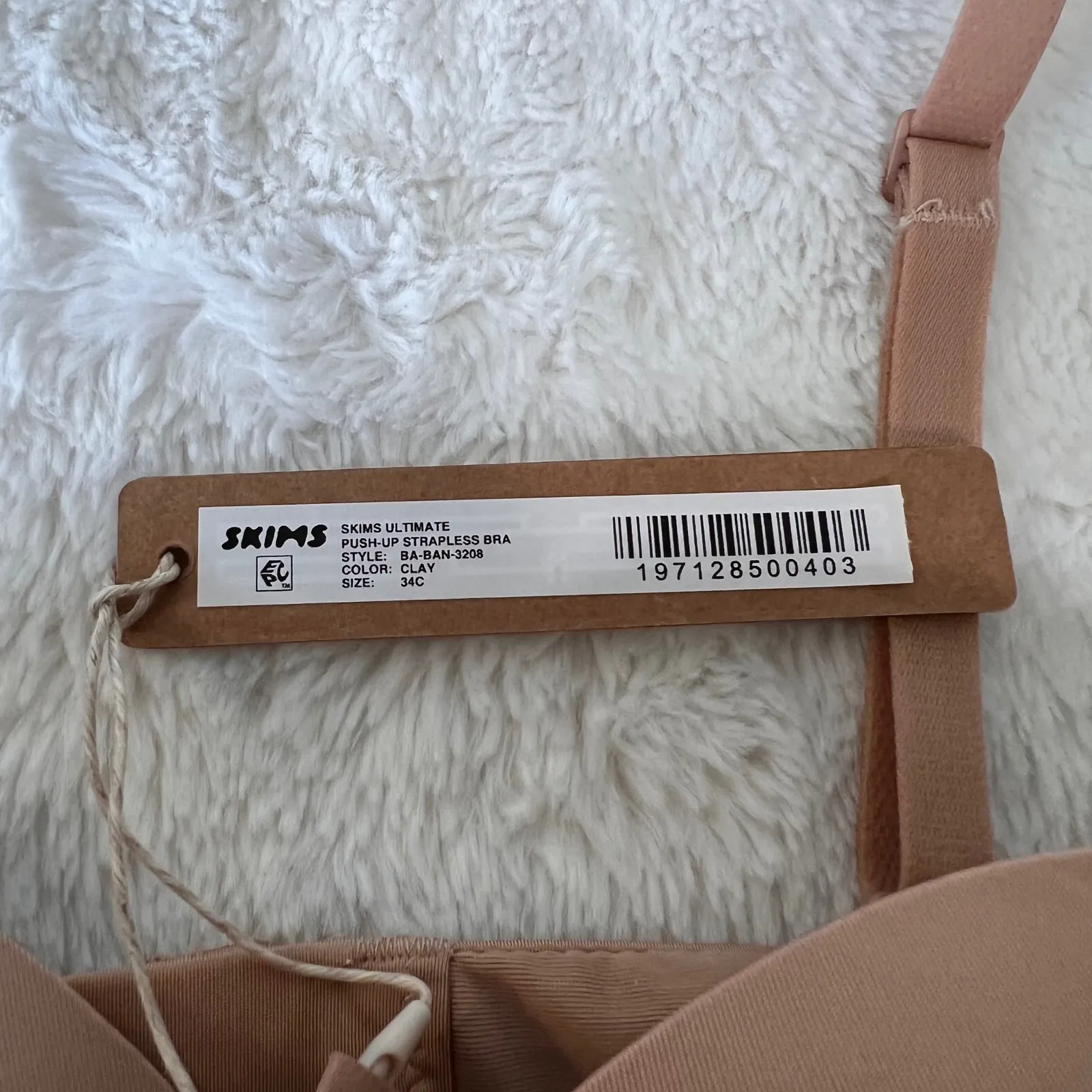 SKIMS Ultimate Push Up Strapless Bra Clay Color Size 34C BA BAN 3208 NWT - Image 3