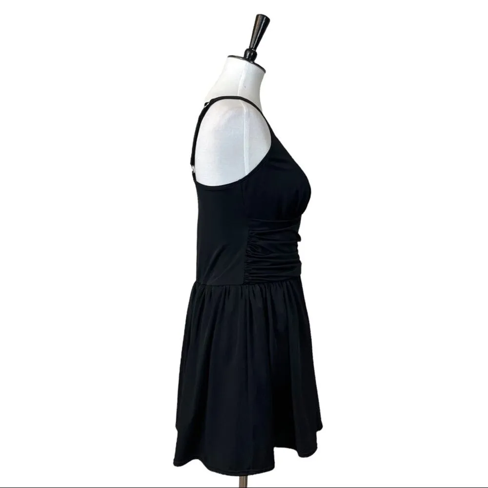 D & Co. Women's Beach Ruched Waist Black Swimsuit Dress Adjustable Size 12 - Image 4