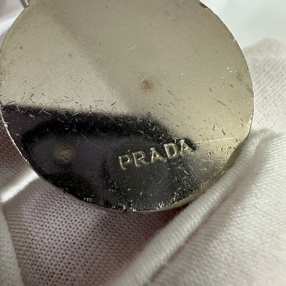 Prada Logo Circle Silver Tone Key Ring Holder‎ Bag Charm - Image 4