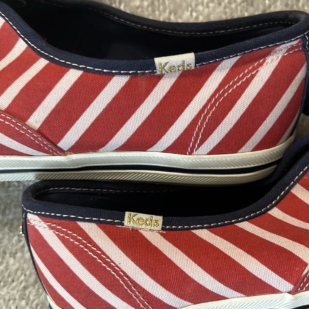 Kate Spade Keds Lace-up Canvas‎ Sneaker Red White Stripes Size 9 - Image 9
