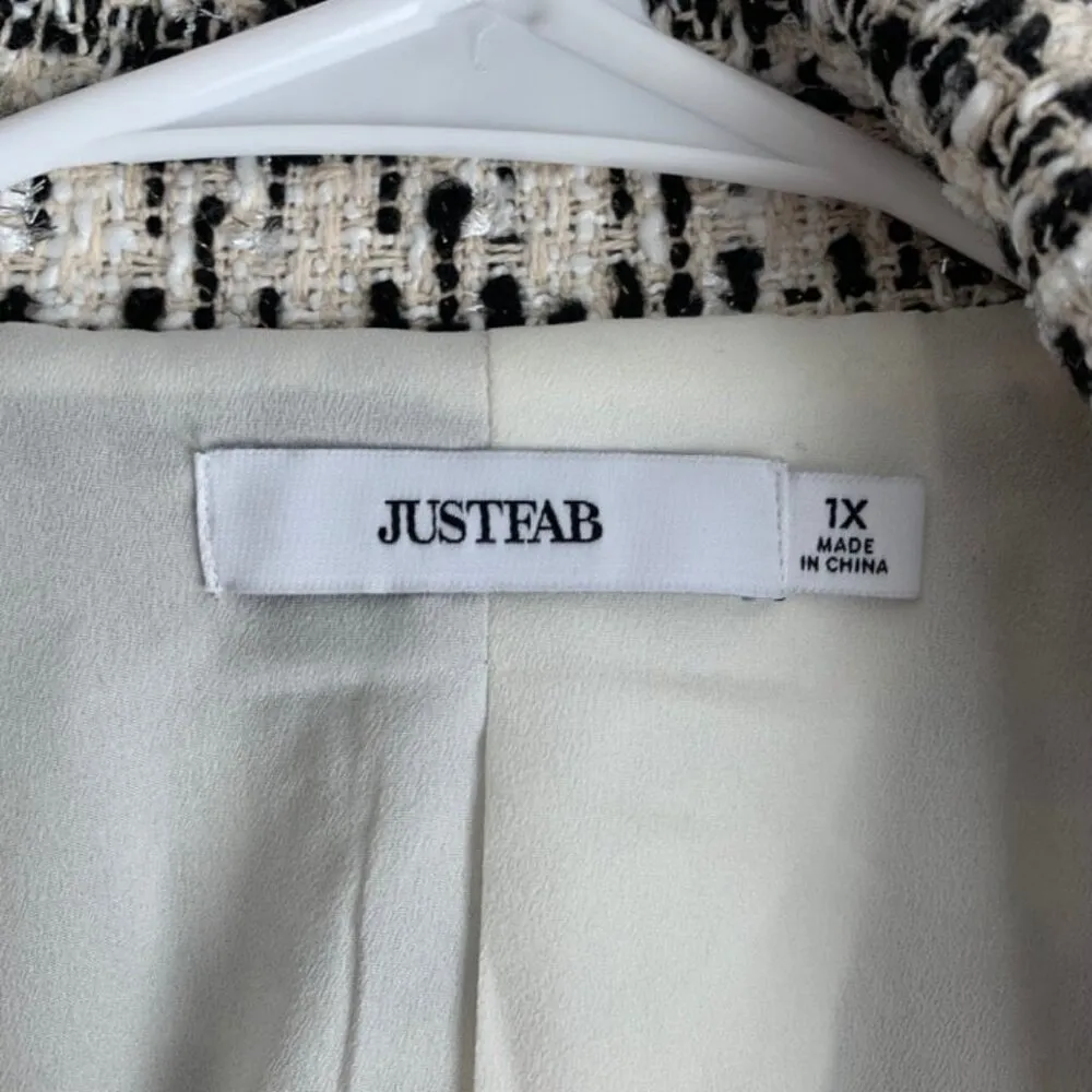 NWT JustFab Lurex Tweed Blazer Size 1X - Image 3