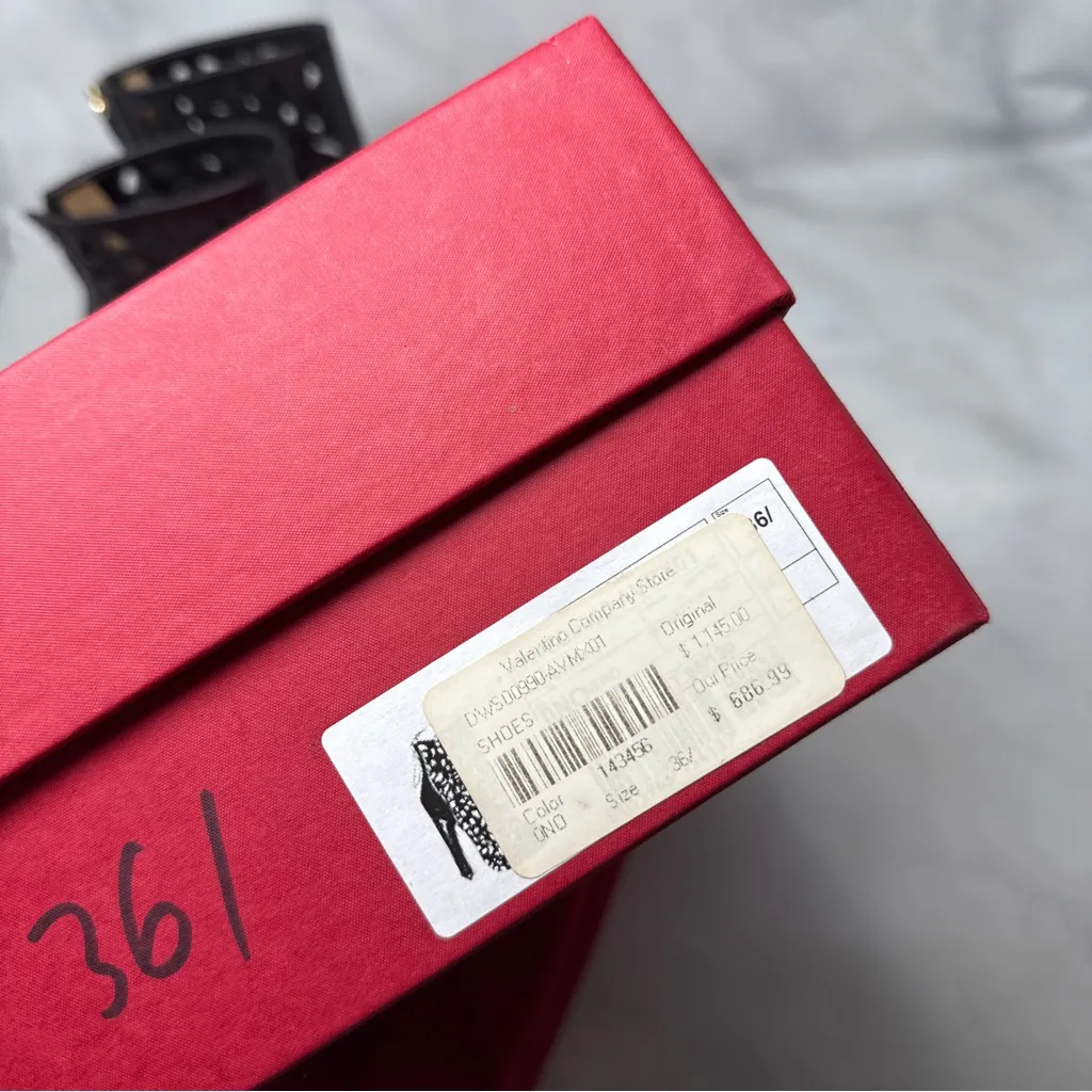 Valentino Garavani Leather Floral Laser Cut Block Heel Ankle Booties Boots Black - Image 14