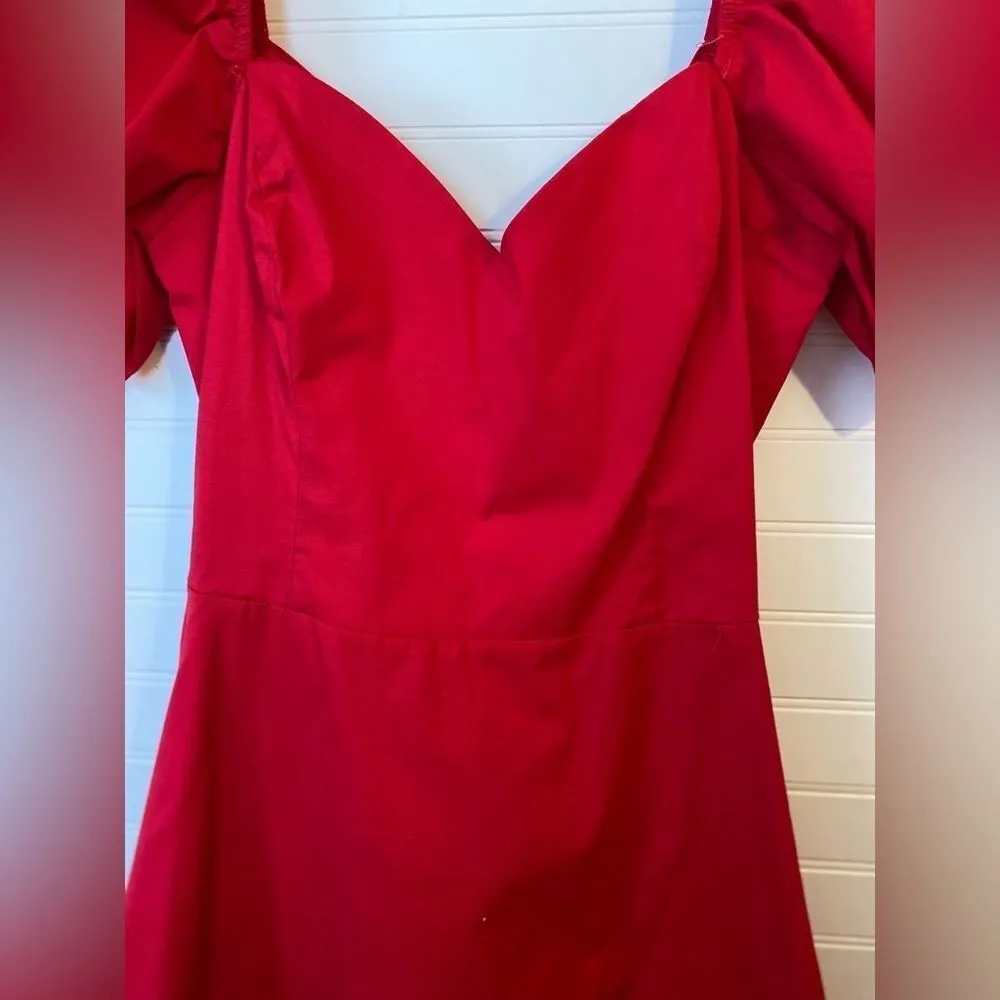 Puff Sleeve Sweetheart Neck Line Bow Dress - Image 5