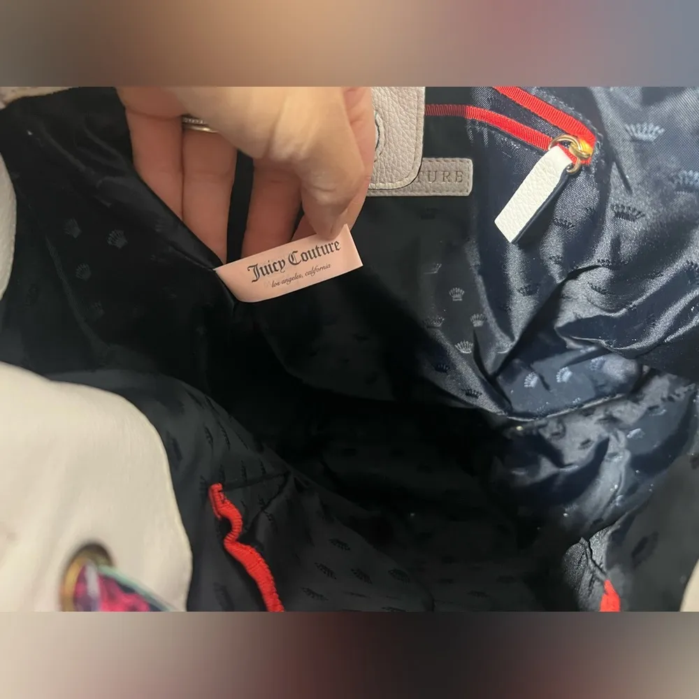 Juicy Couture Daydreamer Tote Bag Purse White Velour Double Bow Logo Charms - Image 11