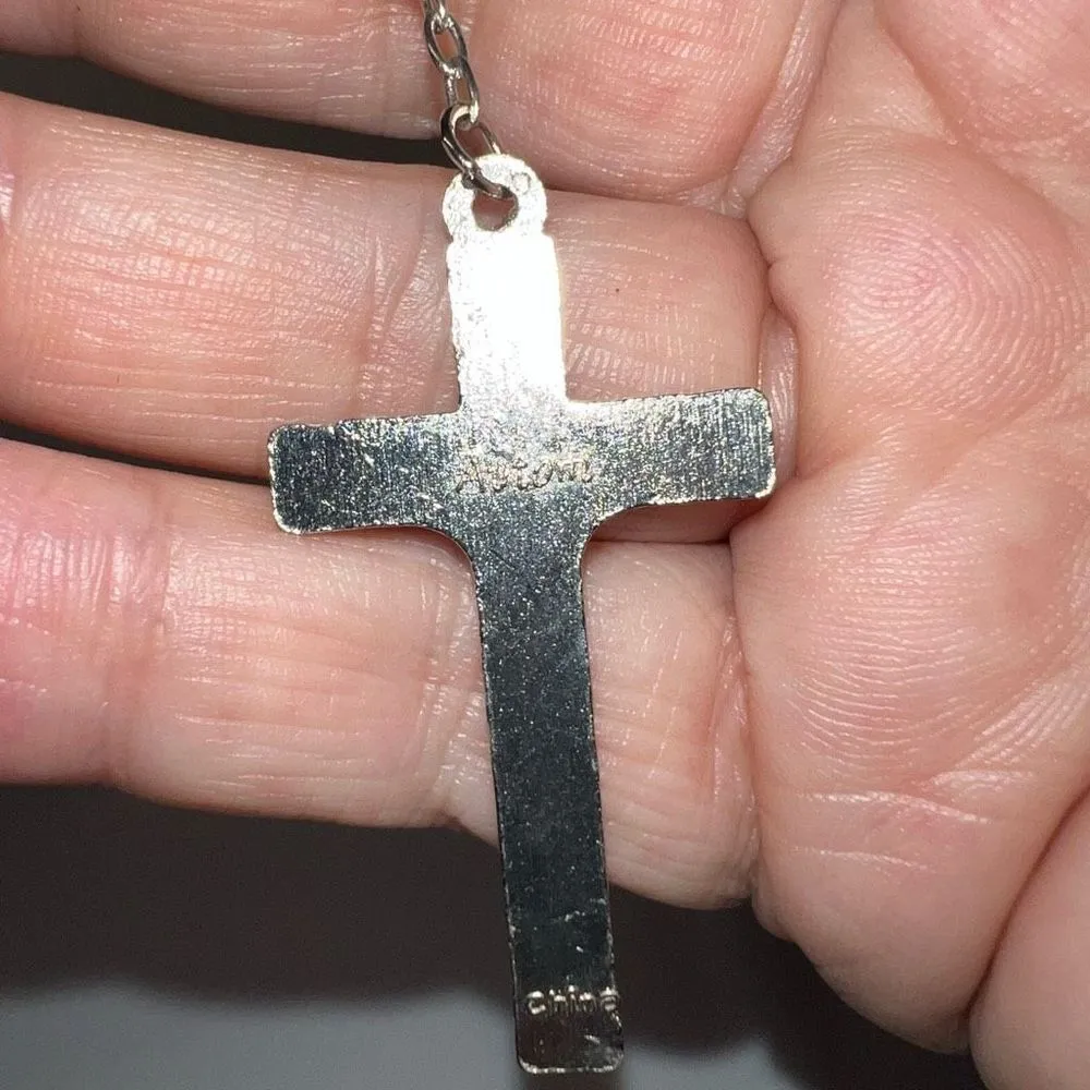 Green Faceted Plastic Bead and Silver Tone Rosary‎ Beads - Image 3