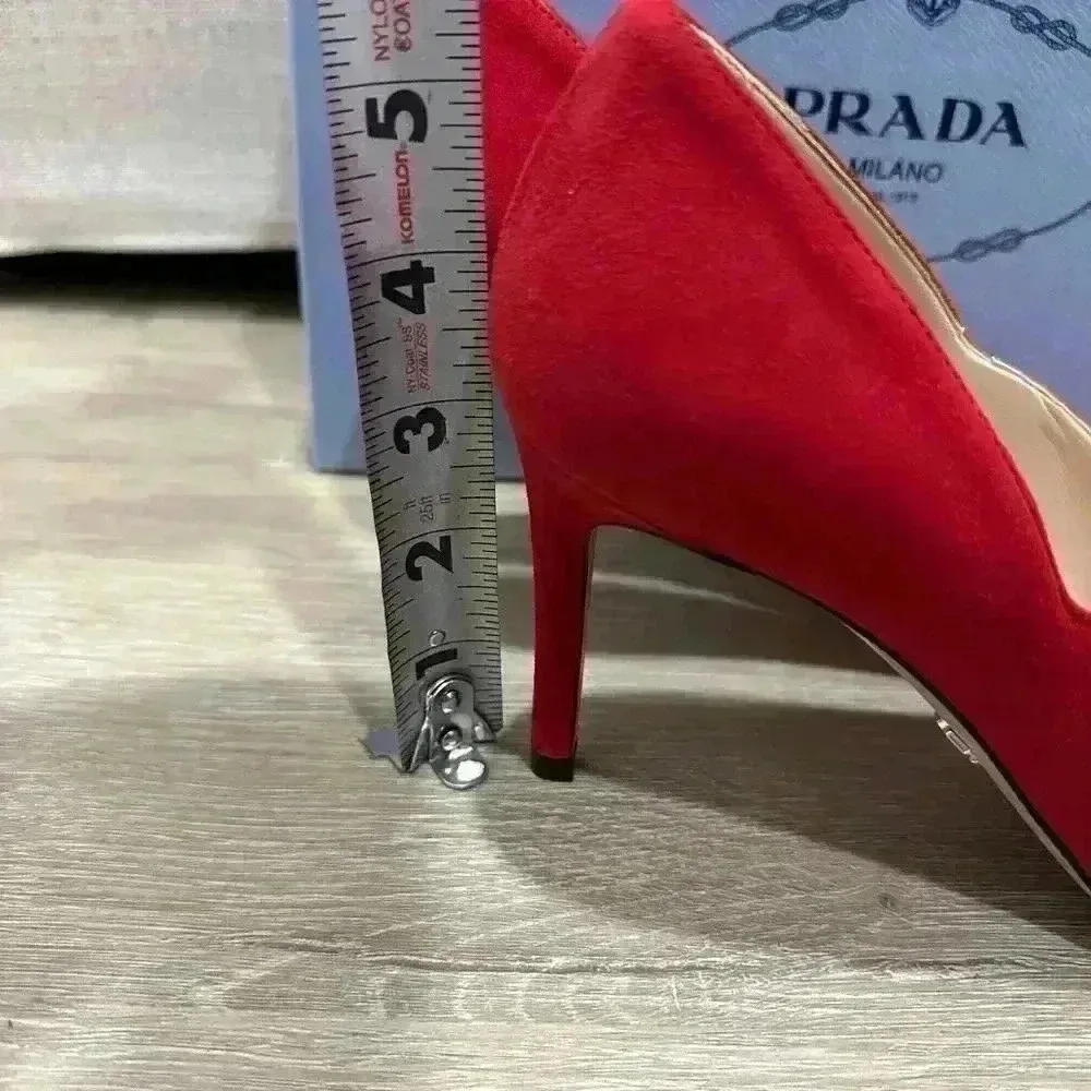 Prada  red Suede pointy Heels - Image 11