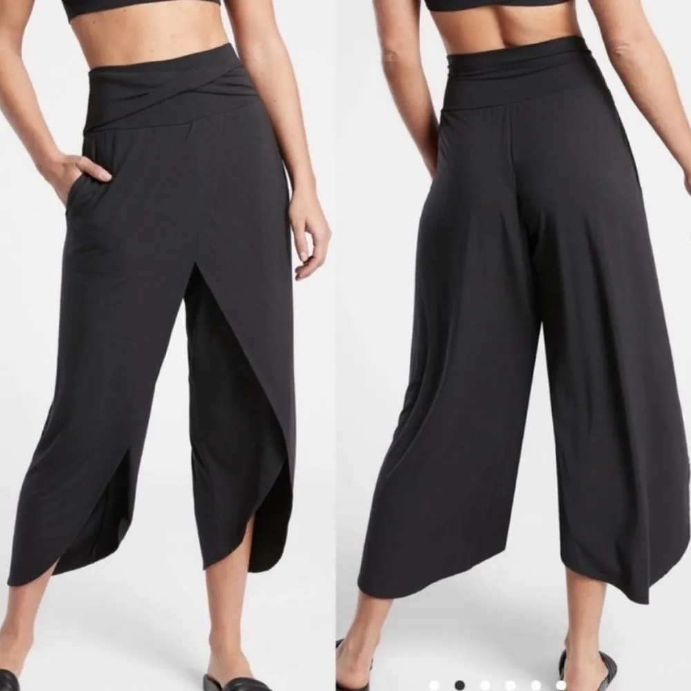 Athleta Release Black High Rise Travel Casual Front Split Crop‎ Pants Size 2X - Image 2