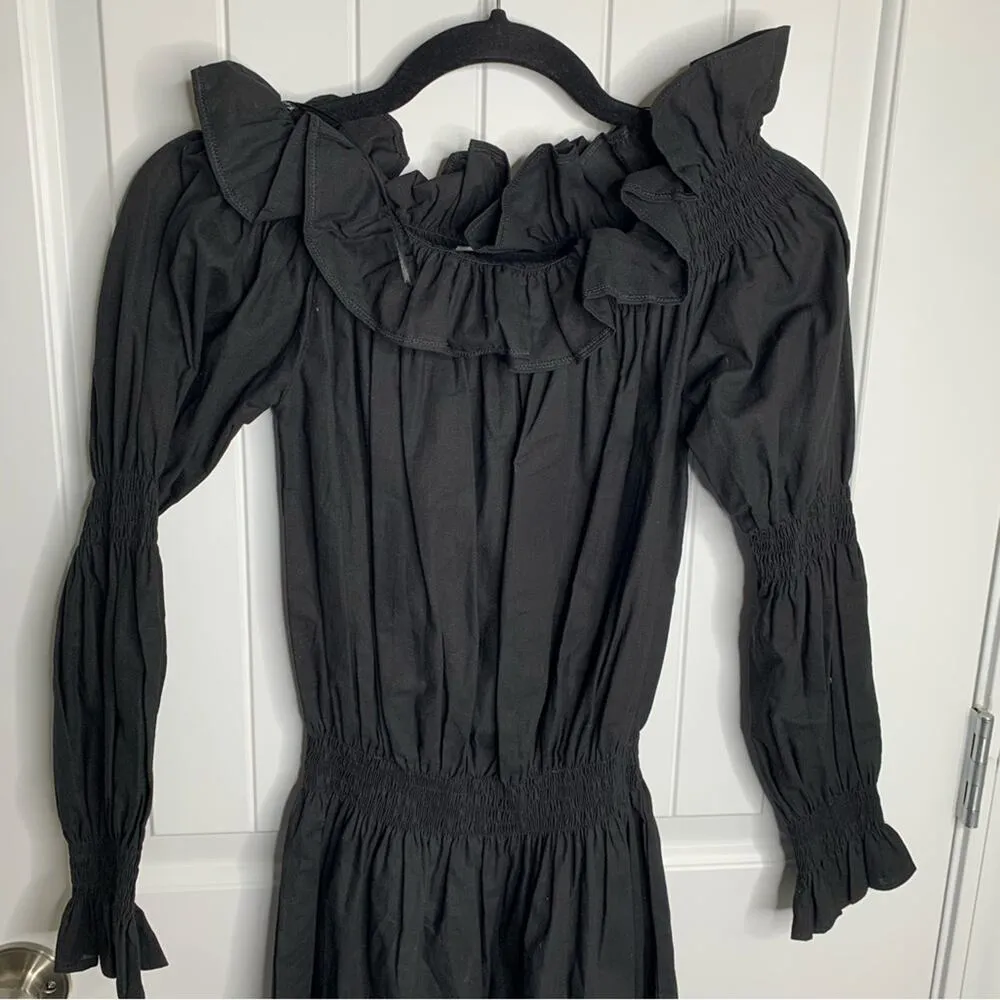 MLM Label off shoulder Vienna black ruffle long sleeves‎ dress small minimalist - Image 4