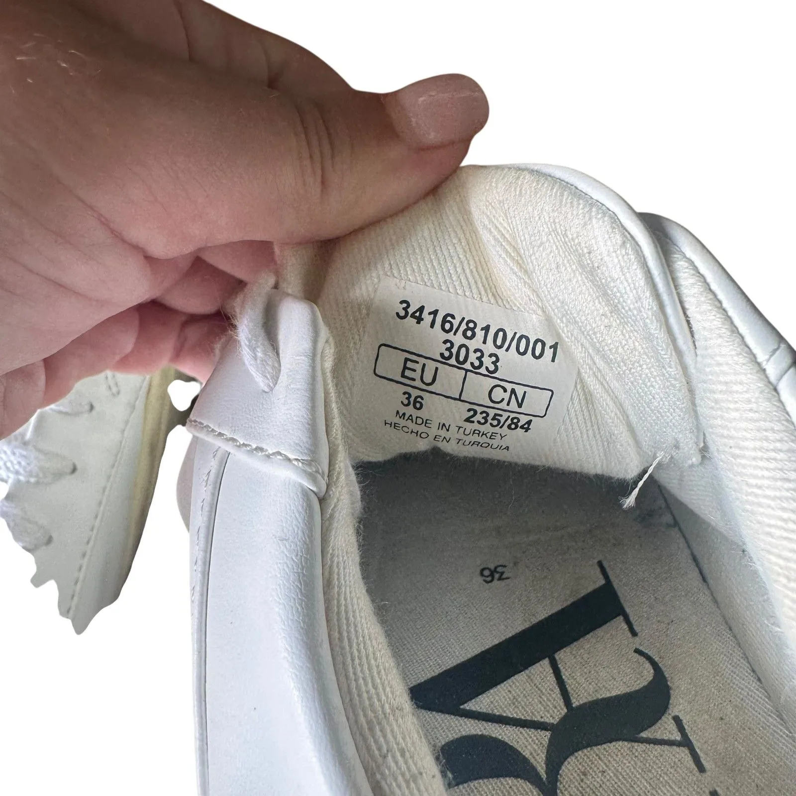 ZARA Basic Faux Leather Glitter‎ Sneaker White Sz 36 (US 6) - Image 3