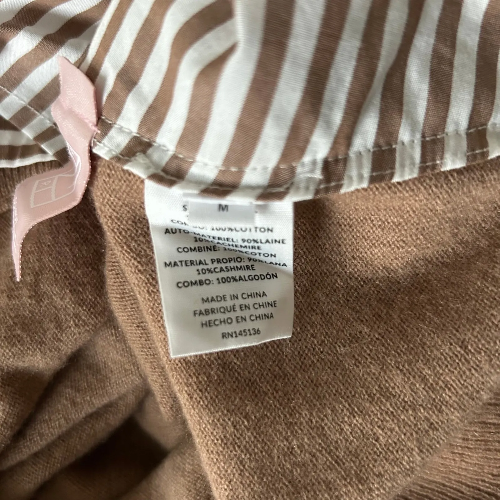 Naadam Asymmetrical Wool Cashmere Turtleneck Sweater Midi Dress Tan Size Medium Brown - Image 6