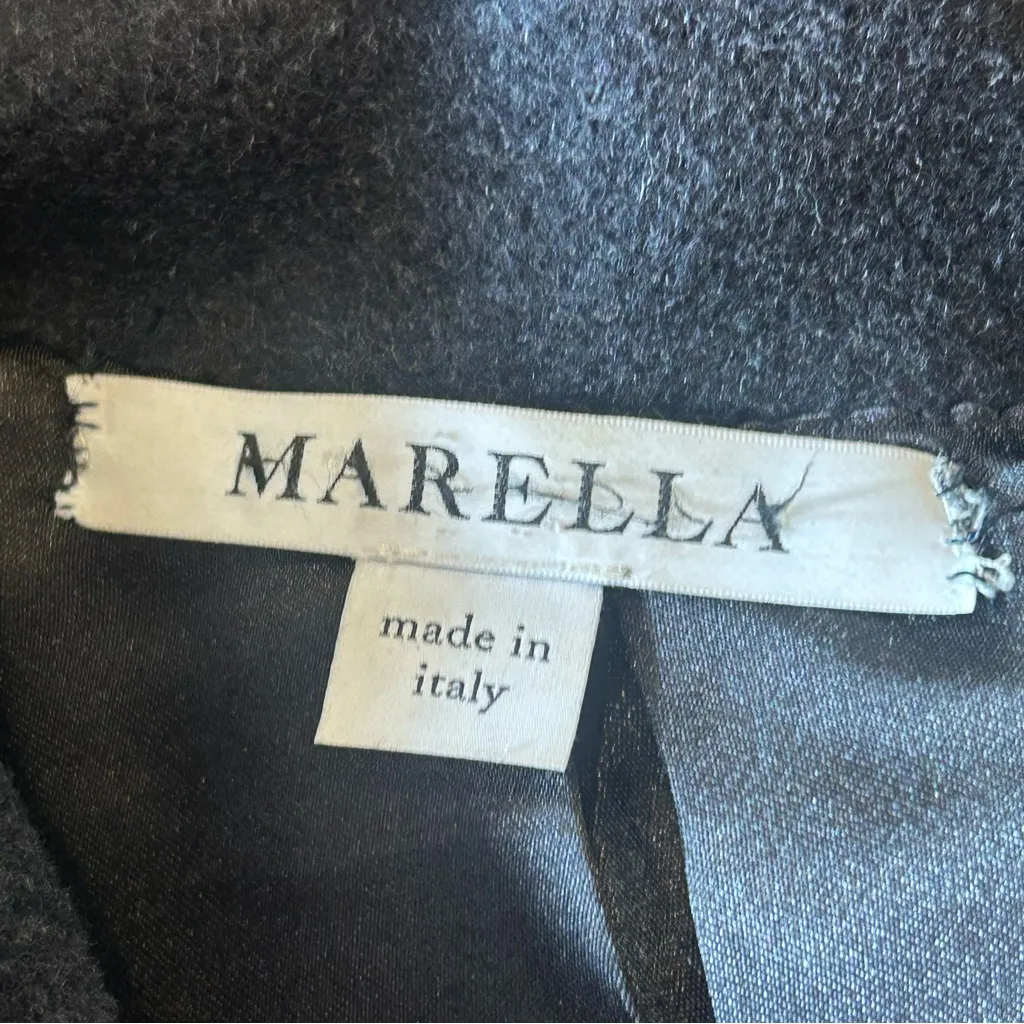 MARELLA Virgin Wool Cashmere Jacket Heavy Winter Coat Button Front Black Size 6 - Image 3