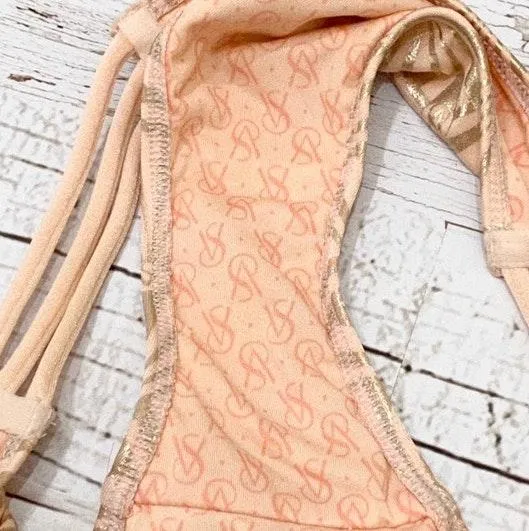 Victoria's Secret VS Bombshell Blush Gold Foil Bikini Swimsuits  - Image 6