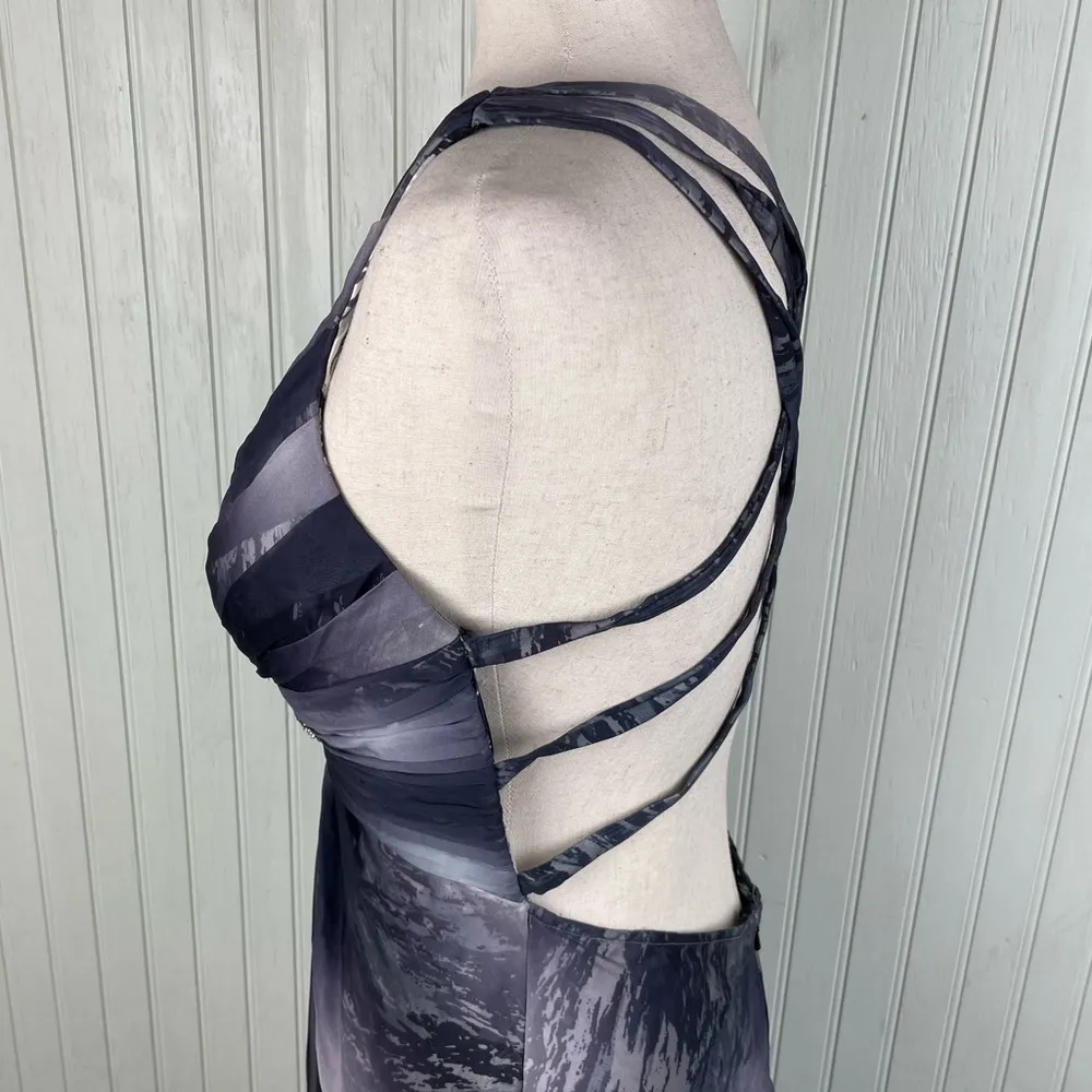 Vintage 90s Y2K Cache Maxi Dress Gown Criss Cross Open Back Jewel Accent Size 6 - Image 10