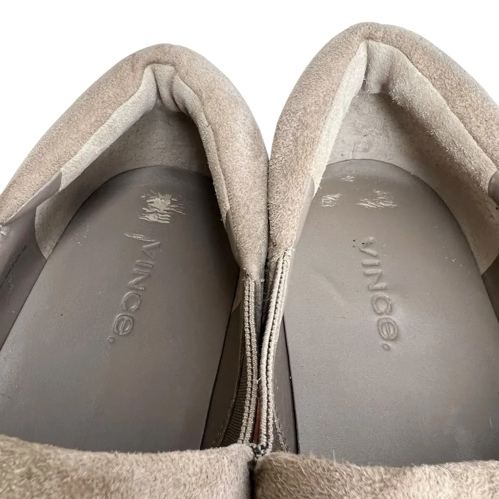 Vince Stone Gray Warren Nubuck Leather Platform Slip On Sneakers - Image 9