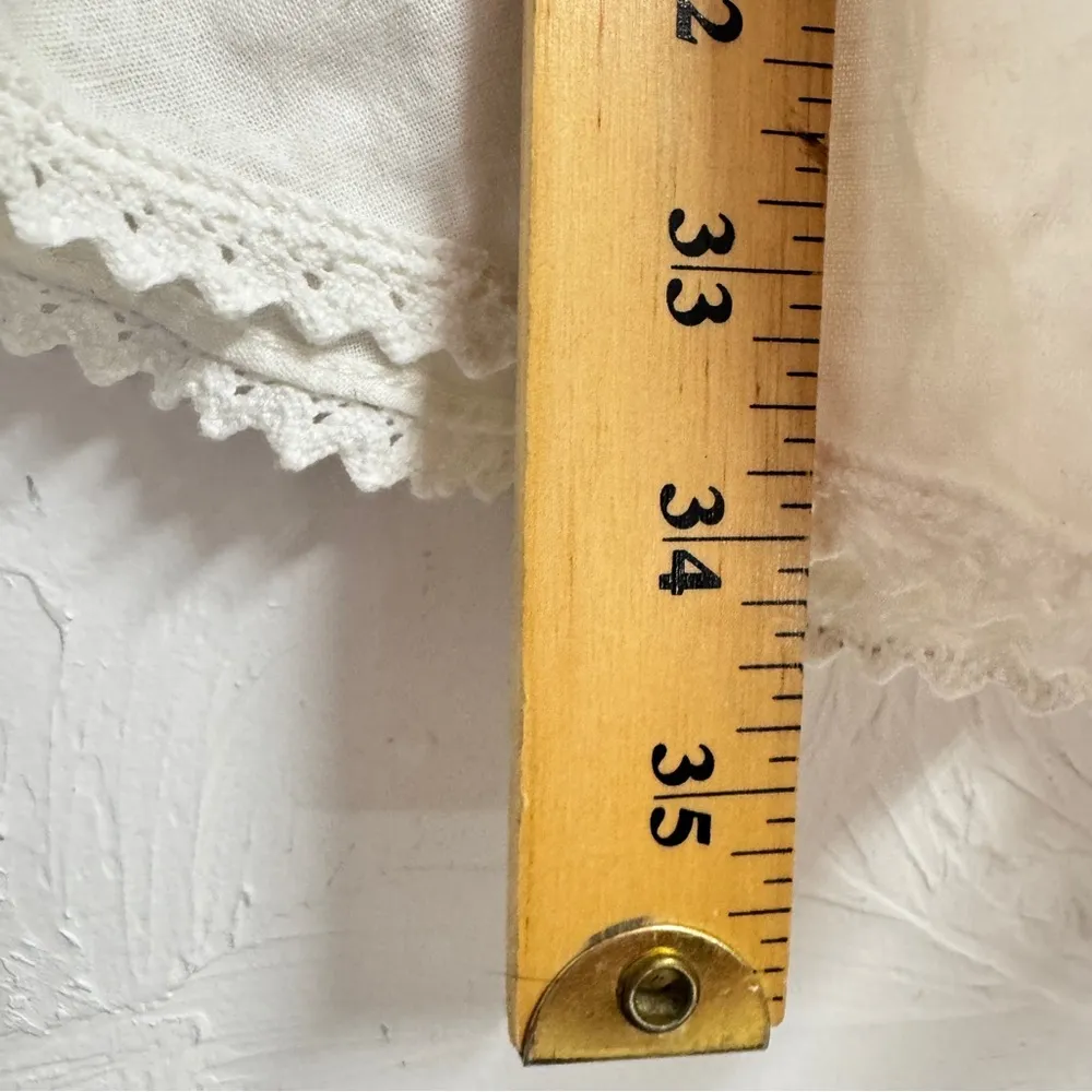 Aqua White Smocked Ruffled Tiered Mini Dress Womens L Cottage Core Beachy Linen - Image 9