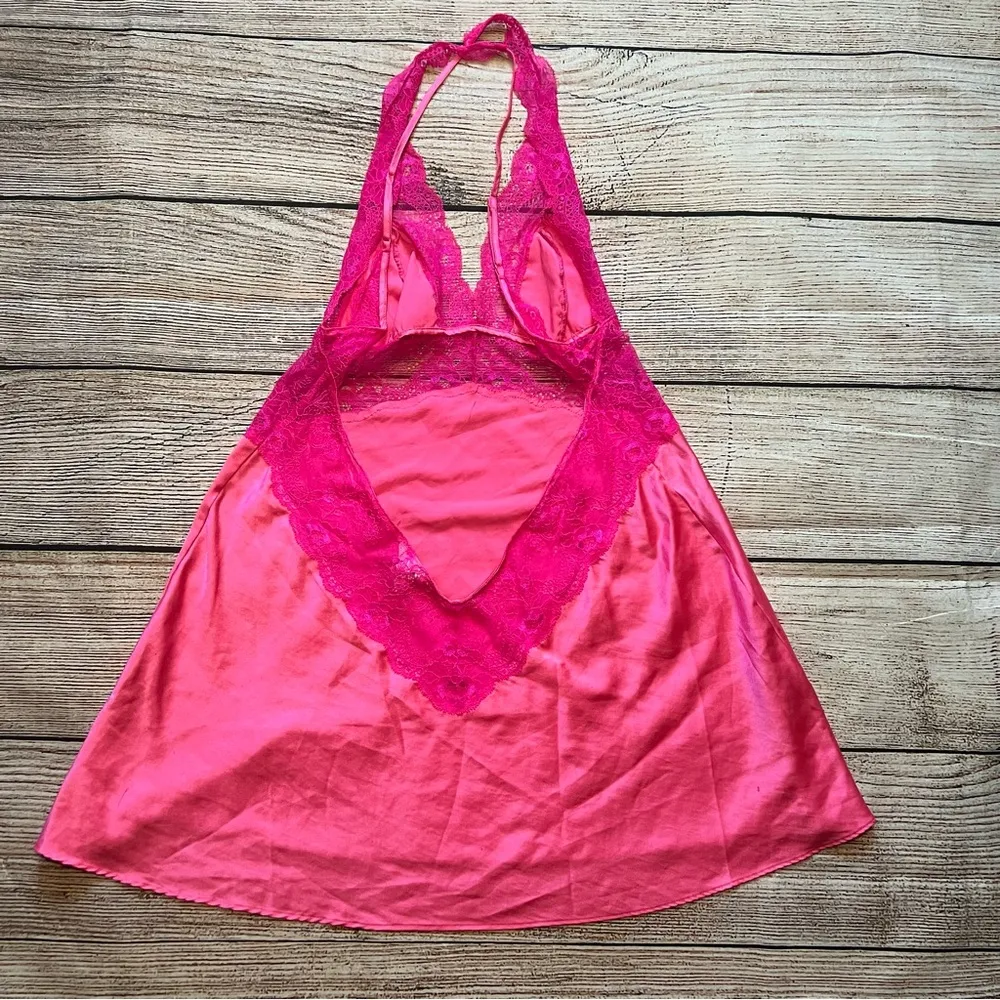 Victorias Secret Satin Lace Barbie Pink Slip Dress Nightgown Lingerie Size Large - Image 2