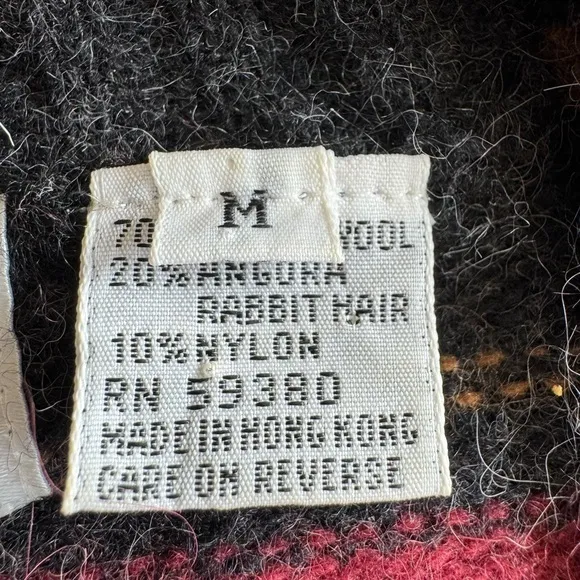 Vintage Wool Angora Cardigan‎ Striped Plaid Soft Fuzzy Knit Cozy Retro Classic Gray Size M - Image 3