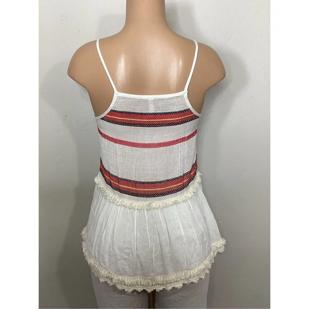 New. Anthropologie RAGA stripe gauze top with fringe trim. Small. Retails $142 - Image 5