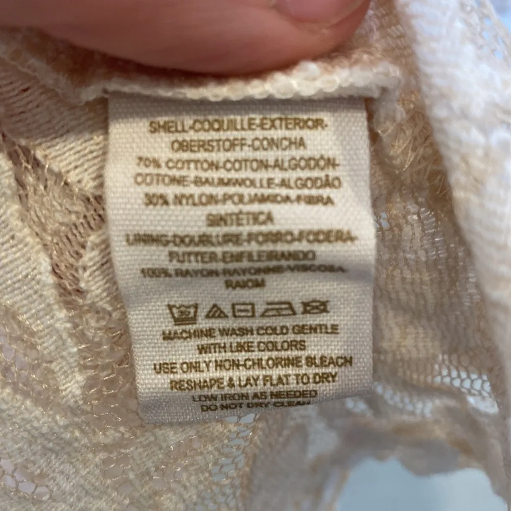 Free People Miles of Lace Fit & Flare Floral Sheer Dress Sz XXS Cream Midi - Image 6