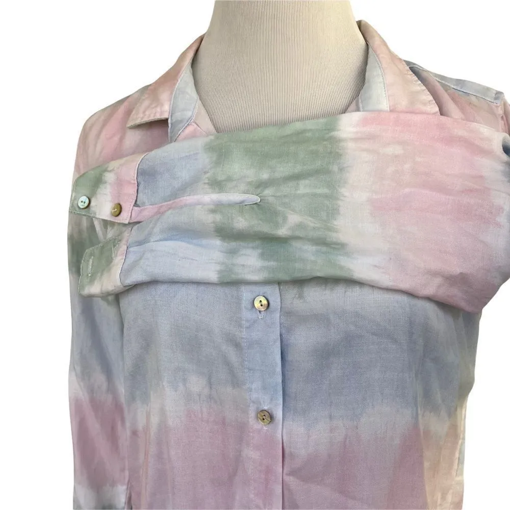 Bella Dahl  Oversized Pastel Tie Dye Lyocel Button Down XS - Image 5