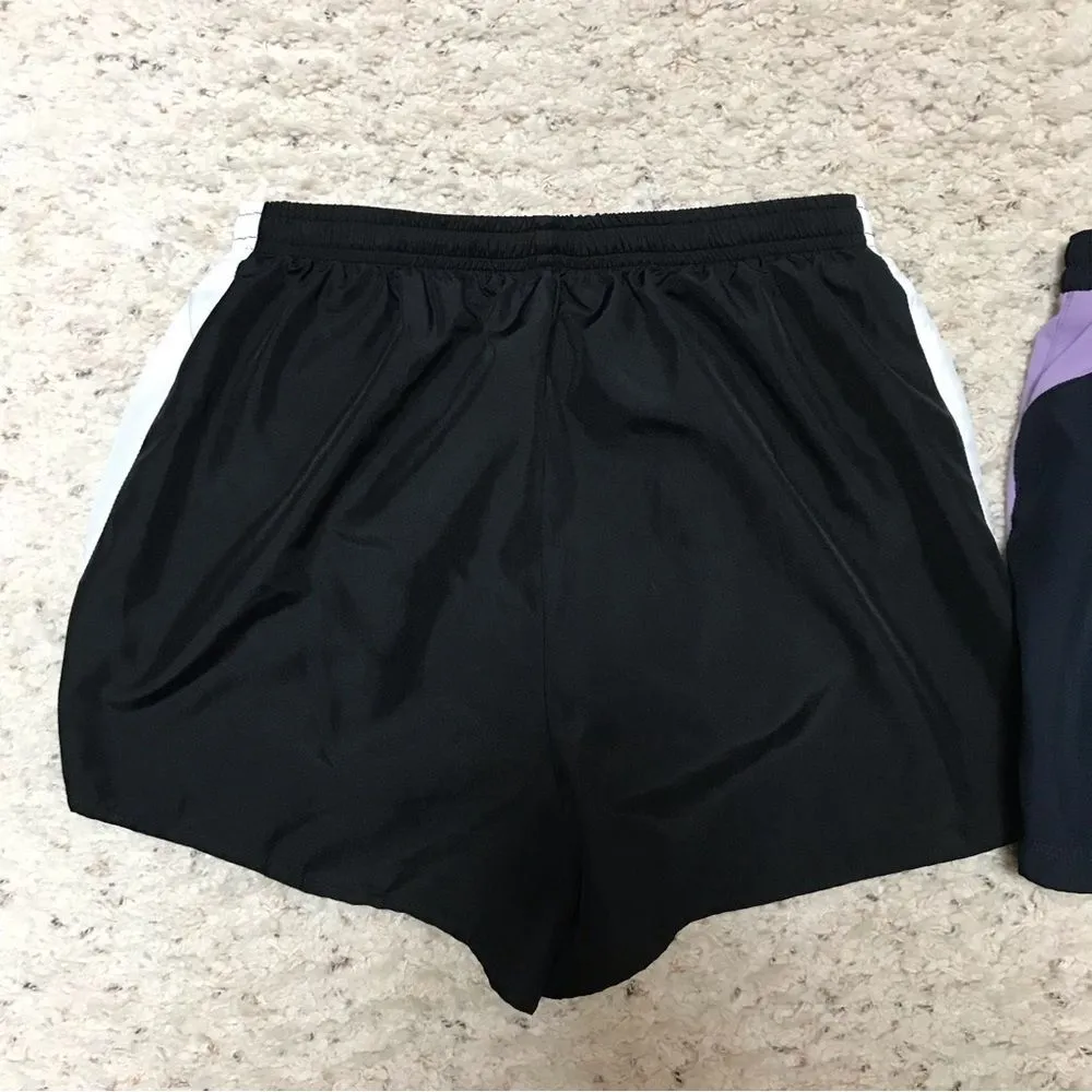 Nike Women’s dri fit running athletic shorts black white small - Image 7