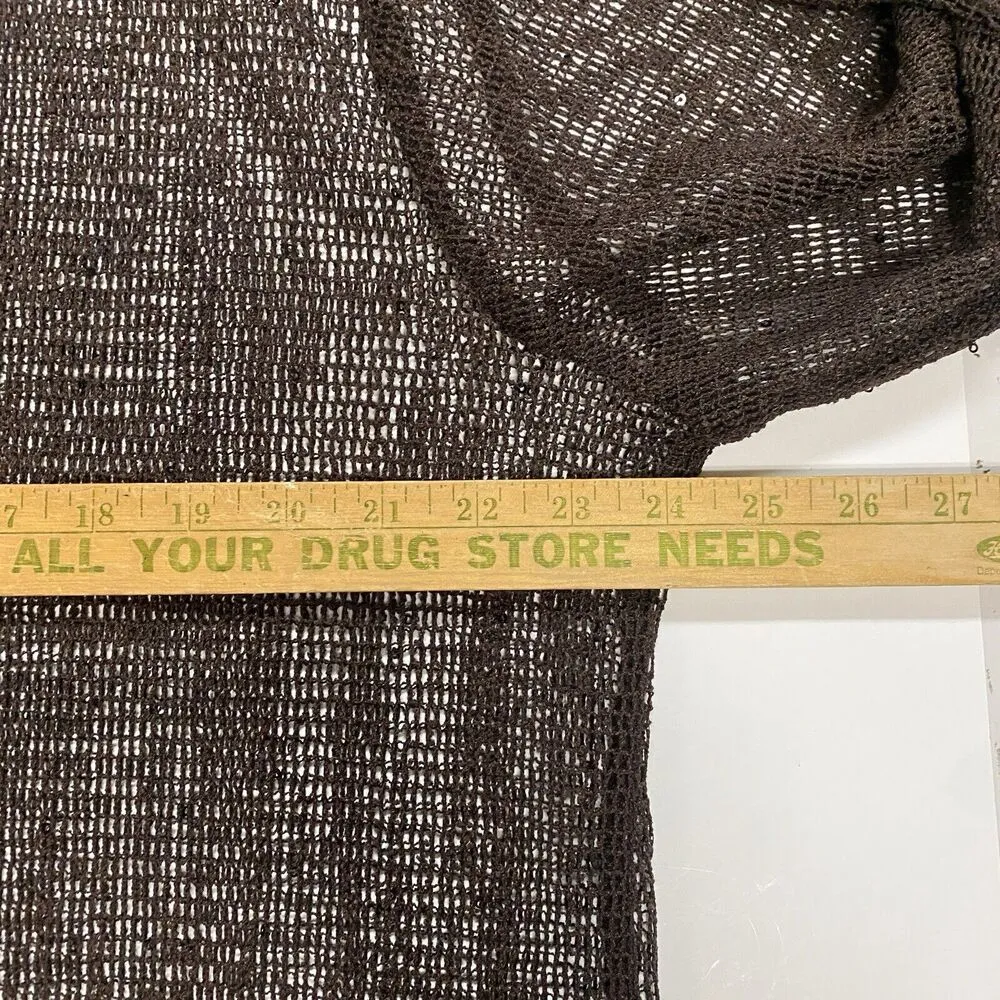 J. Valdi Brown Swim Coverup Women's Sz Large Open Knit See Through Cruise Beachy - Image 6