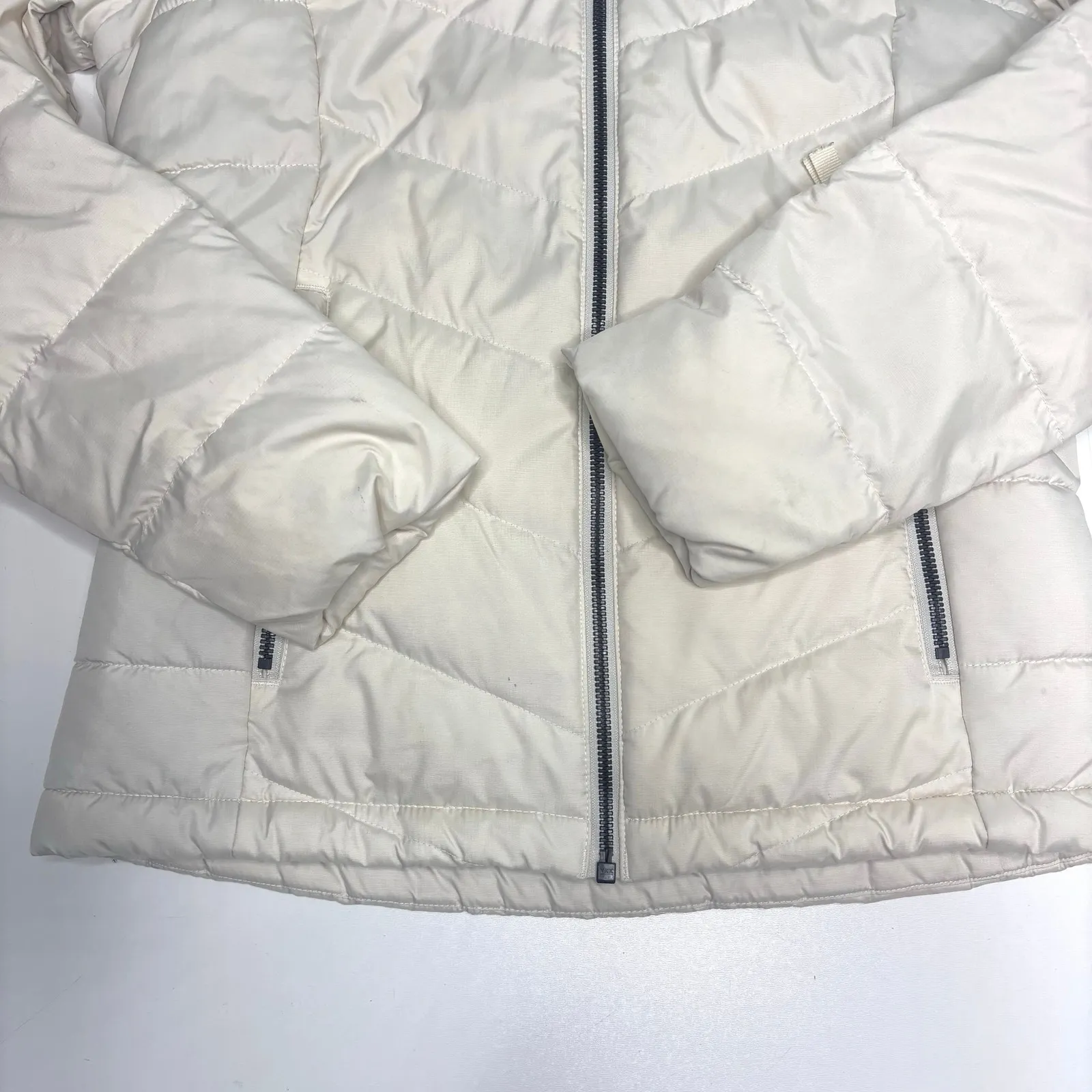 North Face Alpz Luxe Hooded White Puffer Coat Faix Sherpa Lined XS - Image 4