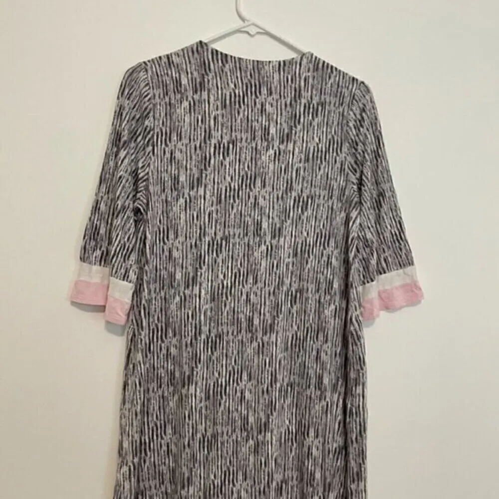 SIMPLY VERA VERA WANG 1/2 Sleeve "Maxi" Caftan Gray White Long Nightgown Pajamas - Image 15