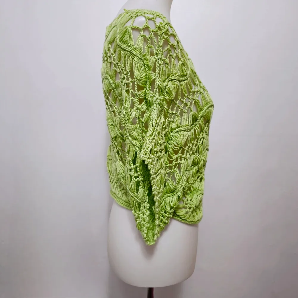 Buckle Romeo & Juliette Couture Lime Dolman Macrame Crochet Sweater Size Small - Image 3