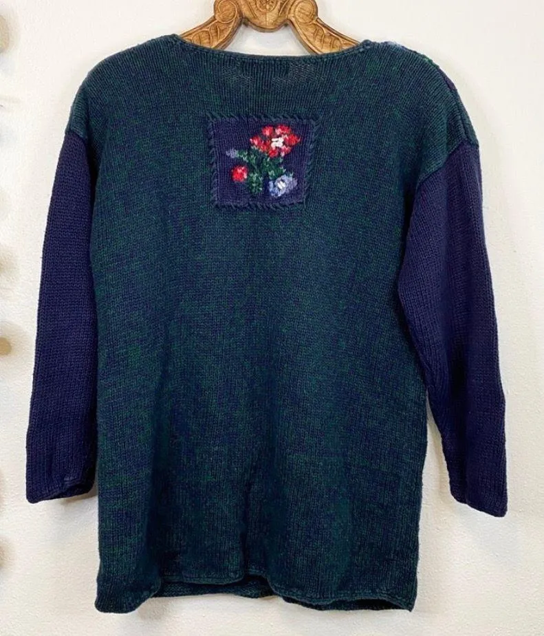 Vintage Chunky Hand Knit Sweater Size L - Image 2