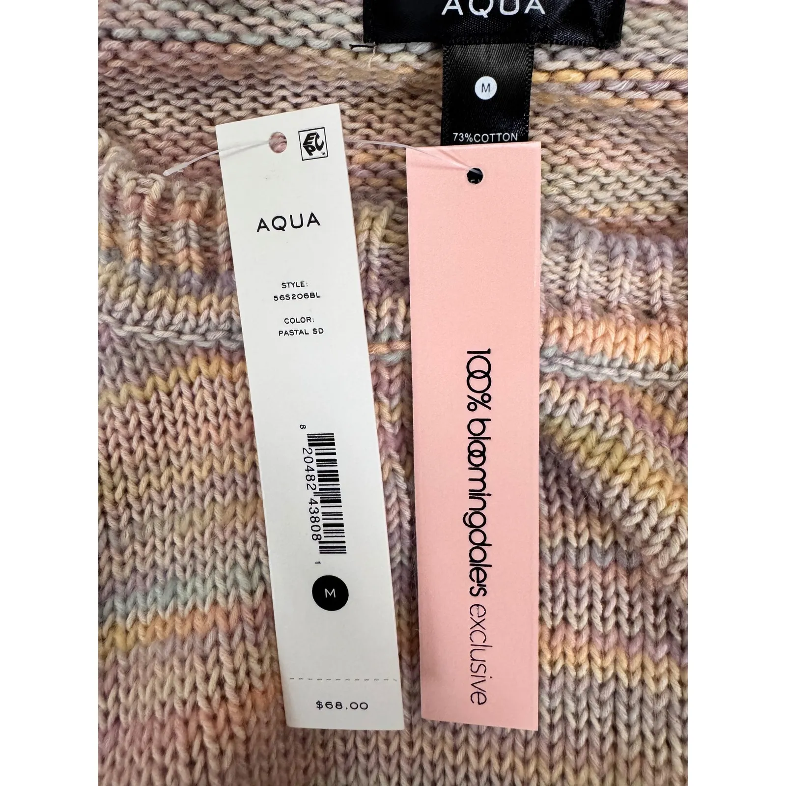 AQUA Pastel Knit Sweater Colorful‎ Striped Pullover Crew Neck Casual Top M - Image 9