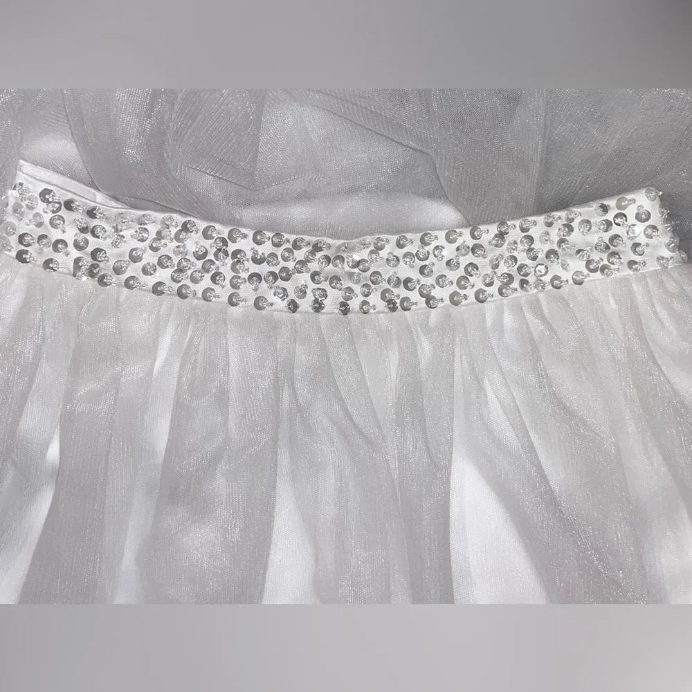 B & B Bailey Bridal Bridalwear Sequin Banded Wedding Skirt With Tulle Size 4 White - Image 3