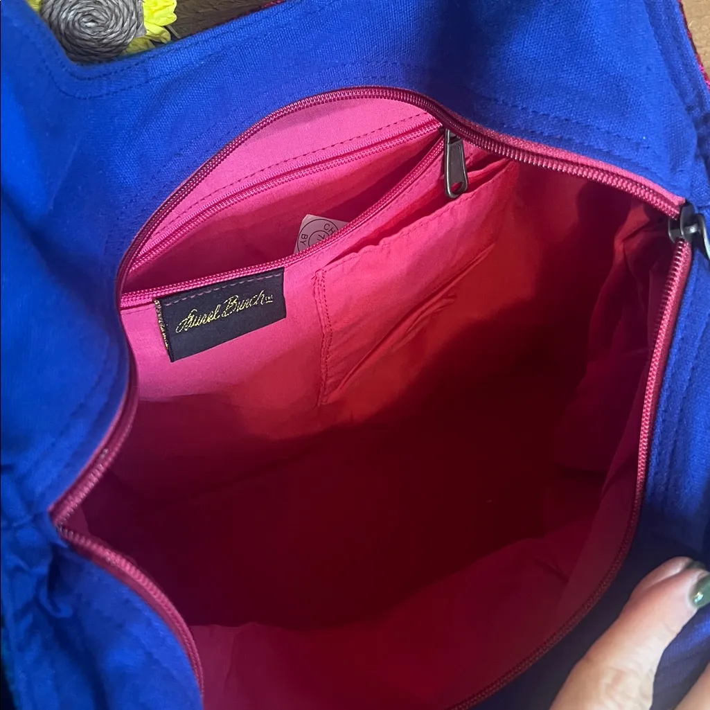 NWT Laurel Burch Three Amigos Dog Cat Large Tote Bag Zip Shoulder Purse Canvas Black - Image 7