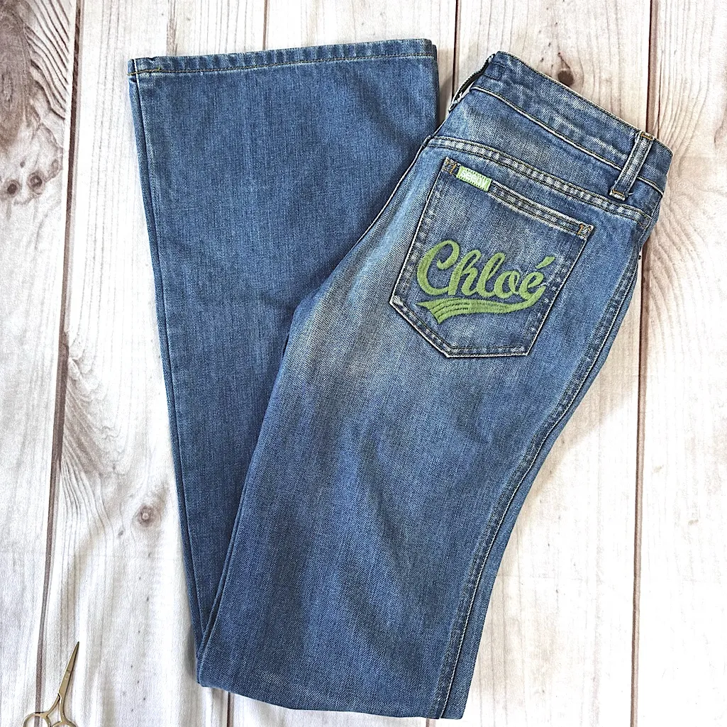 See by Chloe Y2K Jeans Full Length Flare Low Rise Embroidered Logo Made in Italy - Image 3