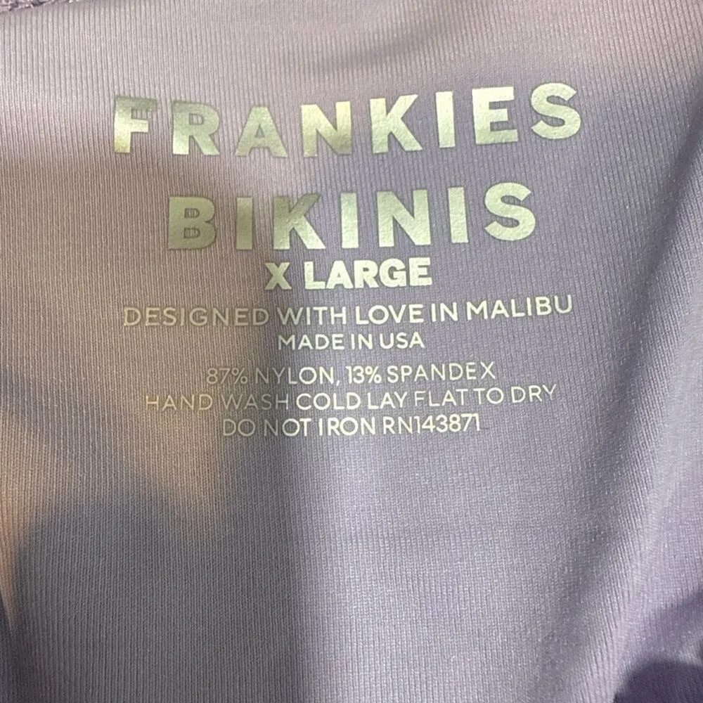 Frankies Bikinis Plum Jean Ruffle Bandeau Bikini Top Sz XL NWT - Image 3