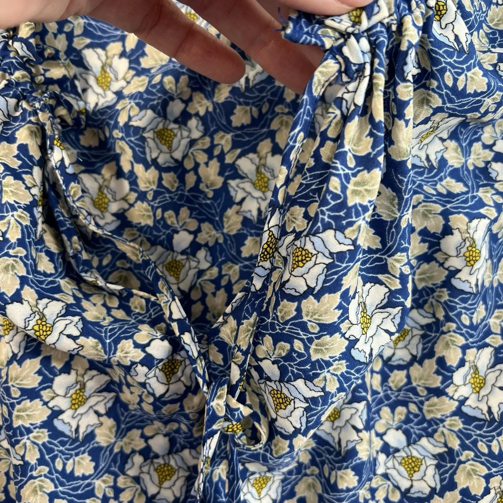 Max Studio Plus 2X Top Elbow Sleeve Ruffle Blouse Blue Floral Peasant Women's - Image 6